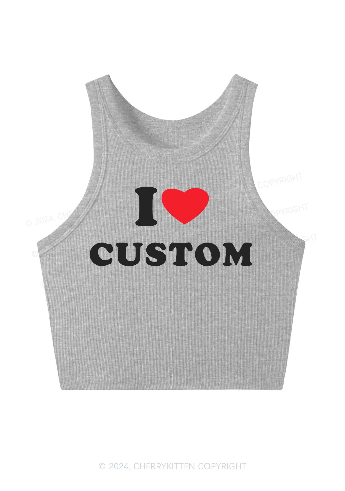 I Love Custom Personalized Y2K Crop Tank Top Cherrykitten