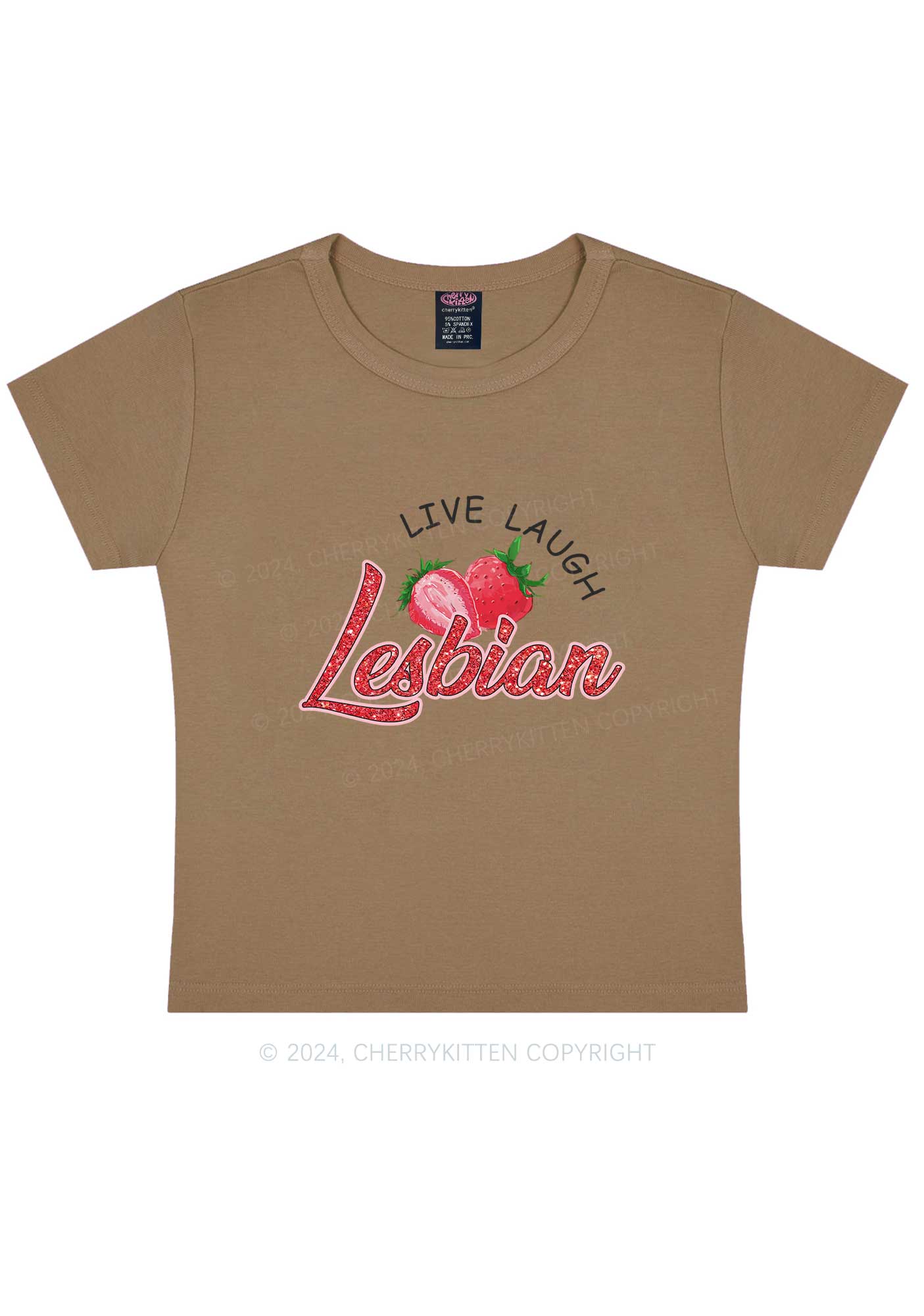 Live Laugh Lesbian Y2K Baby Tee Cherrykitten