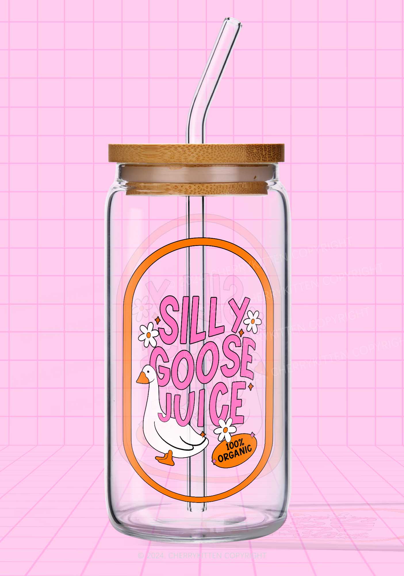 Silly Goose Juice Y2K Printed Glass Cup Cherrykitten