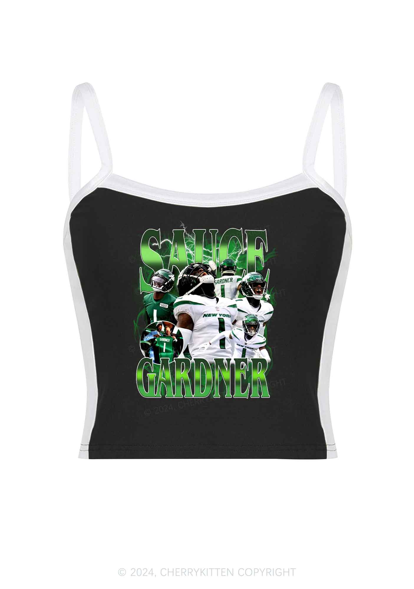 Sauce Football Super Bowl Y2K Color Block Crop Cami Top Cherrykitten