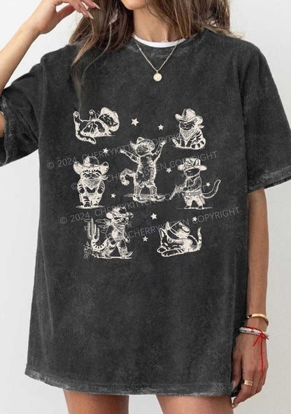 Cowboy Cats Y2K Washed Tee Cherrykitten