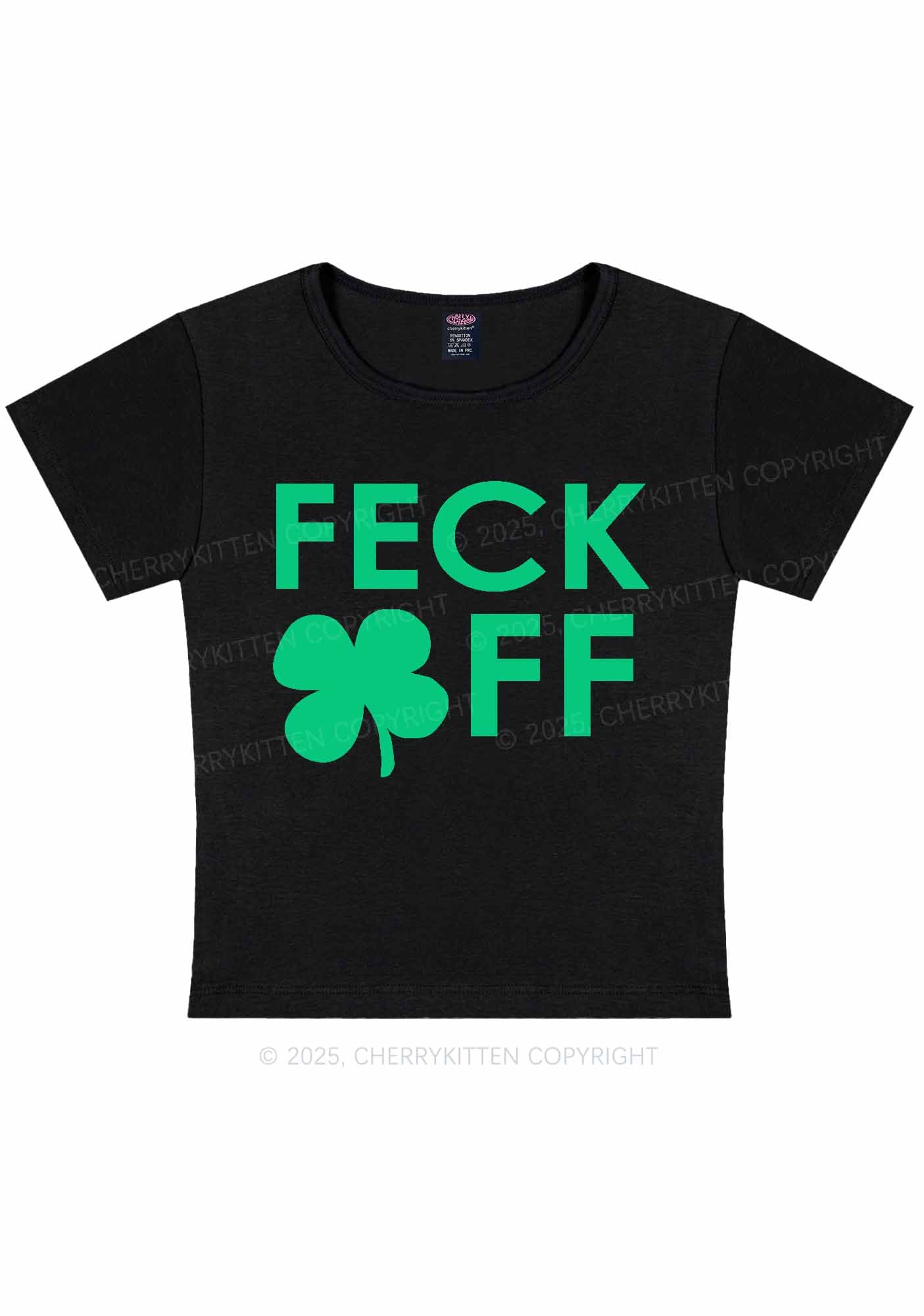 Feck Off St Patricks Y2K Baby Tee Cherrykitten