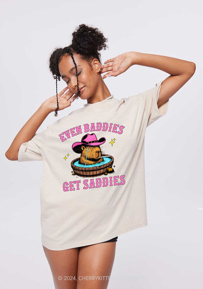 Capybara Get Saddies Y2K Washed Tee Cherrykitten