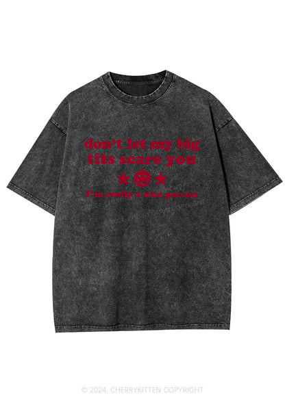 Don't Let My Big Txts Scare You Y2K Washed Tee Cherrykitten