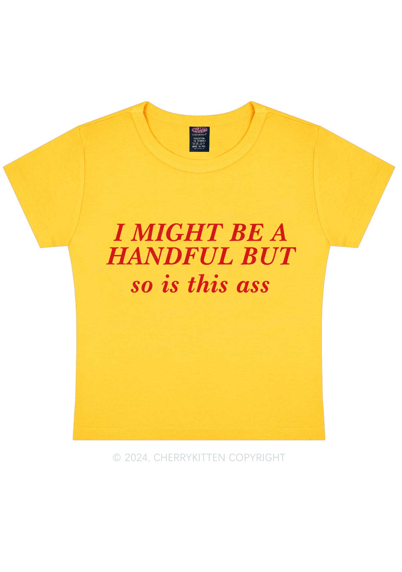 I Might Be Handful Y2K Baby Tee Cherrykitten