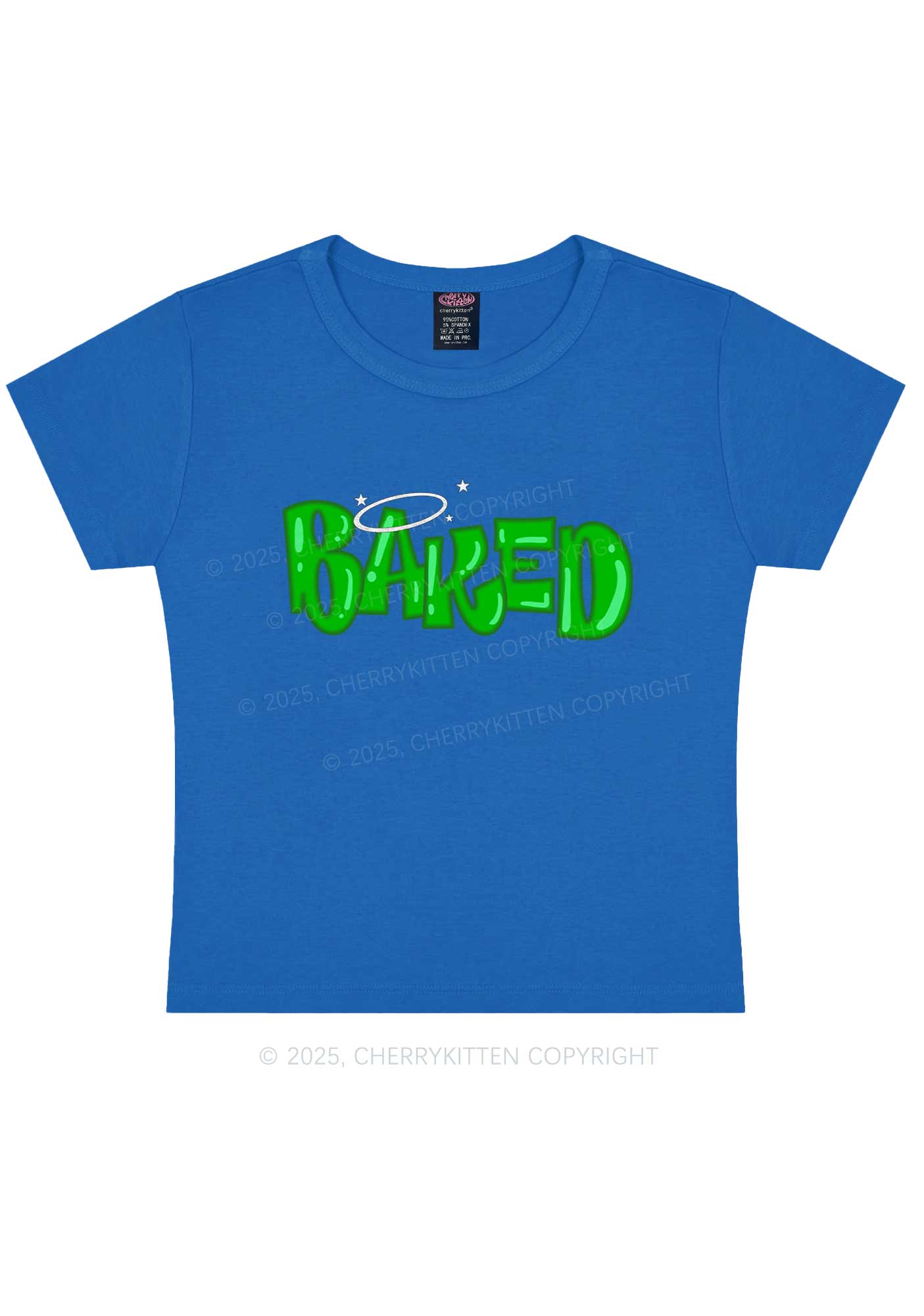 Green Baked Y2K Baby Tee Cherrykitten