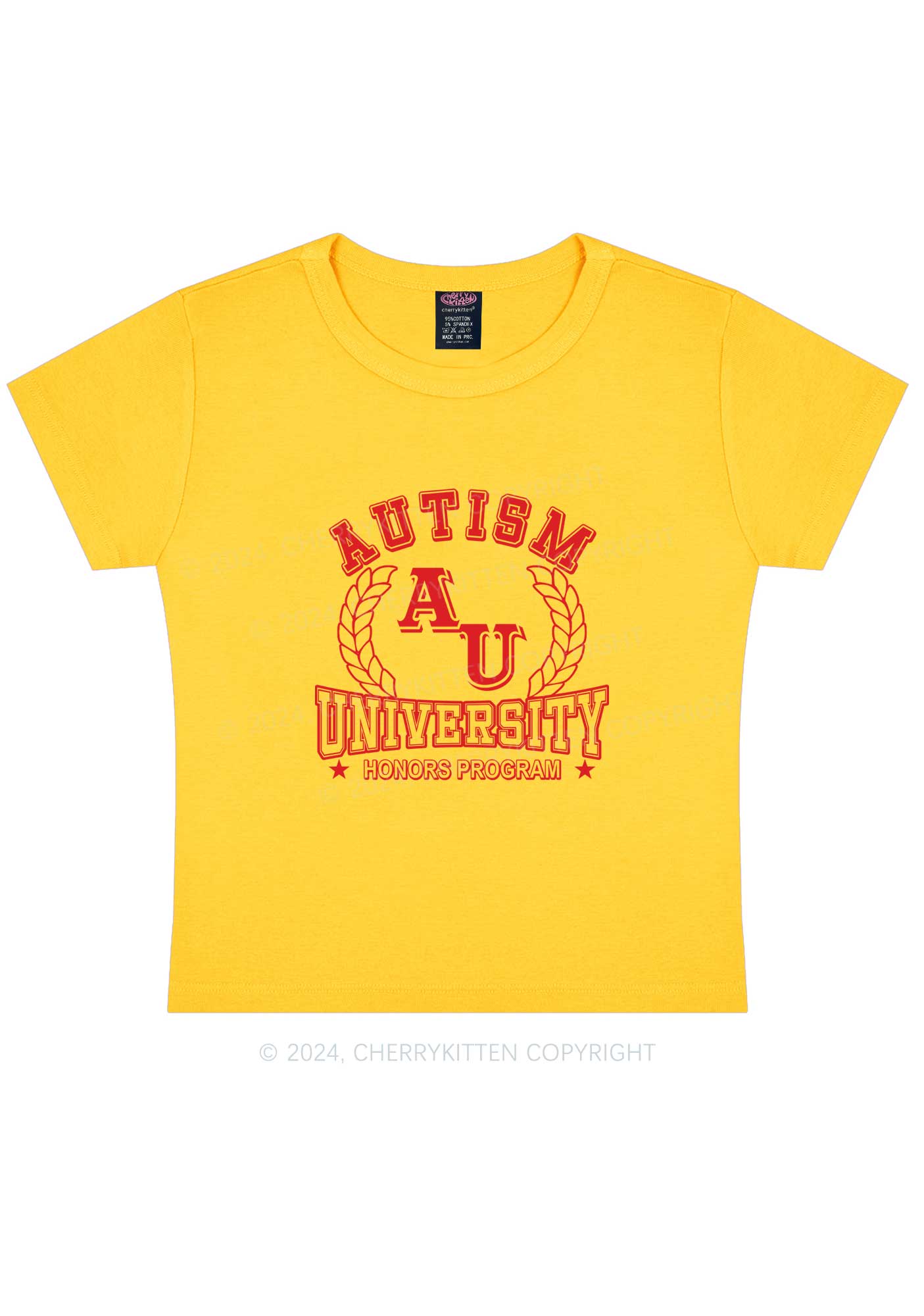 AU University Y2K Baby Tee Cherrykitten