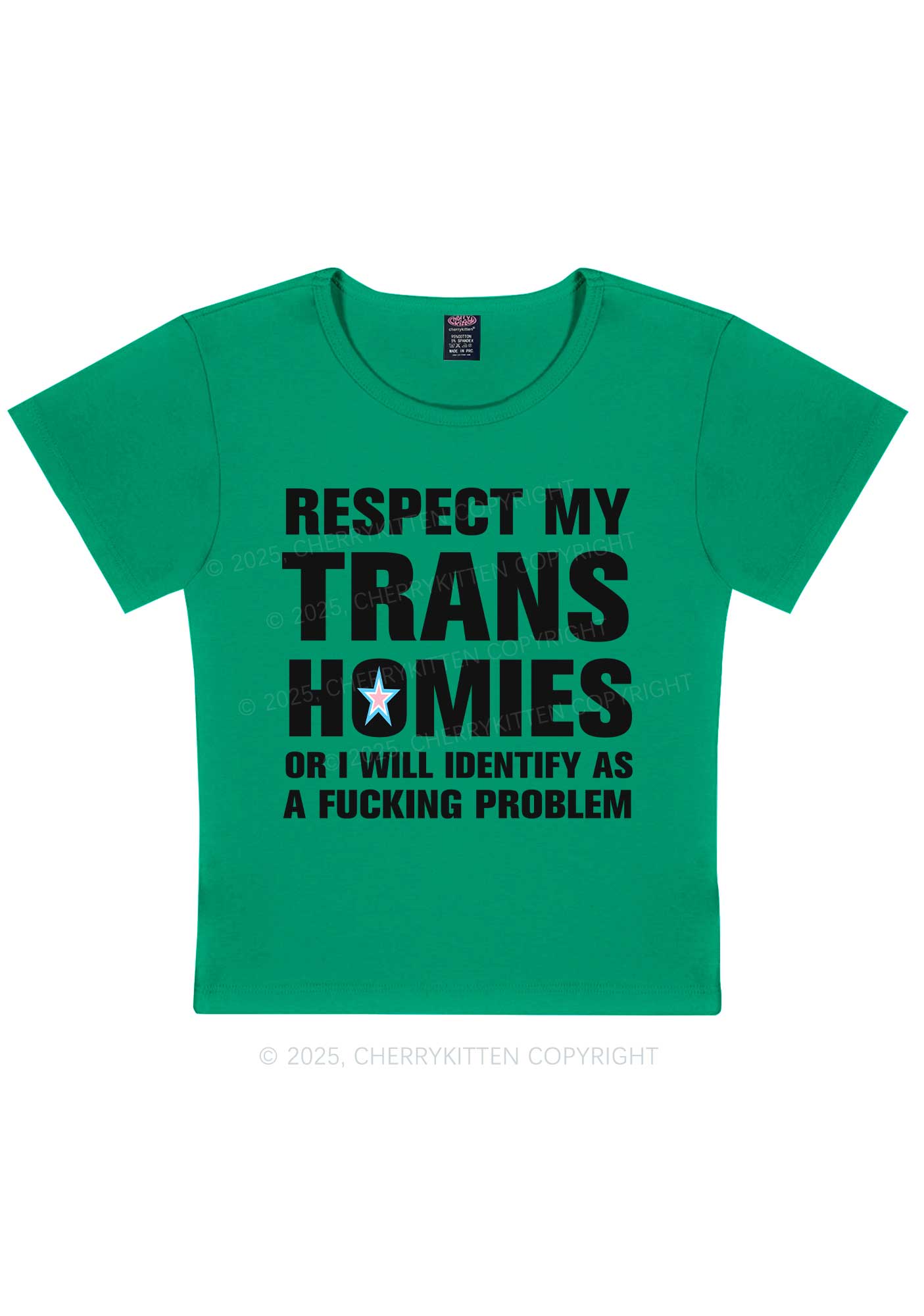 Respect My Trans Homies Y2K Baby Tee Cherrykitten