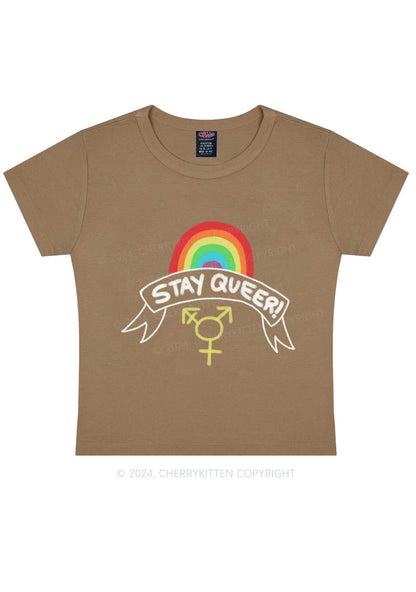 Stay Queer Y2K Baby Tee Cherrykitten