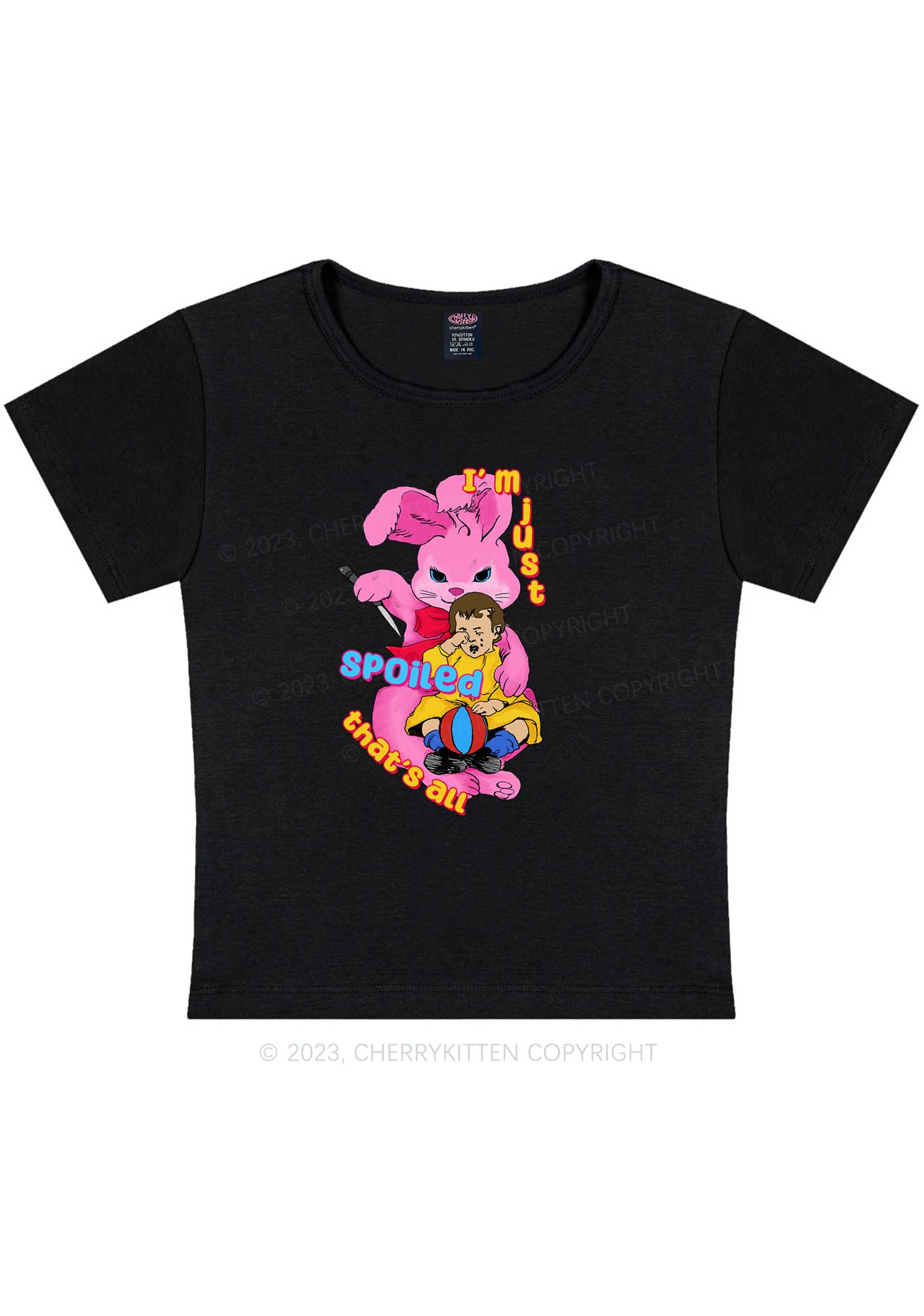 Curvy Bunny Just Spoiled Kids Y2K Baby Tee Cherrykitten