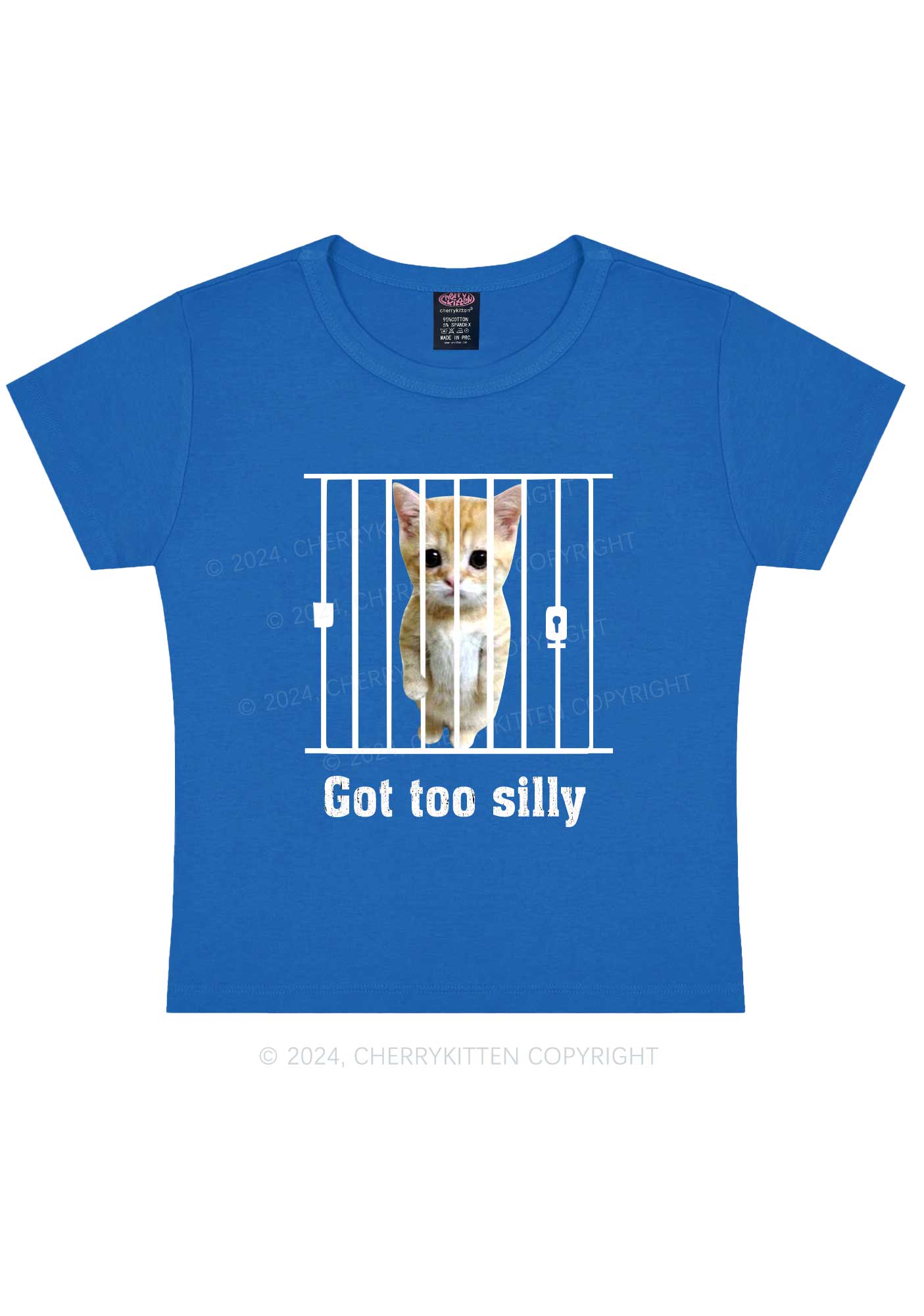 Got Too Silly Cat Y2K Baby Tee Cherrykitten