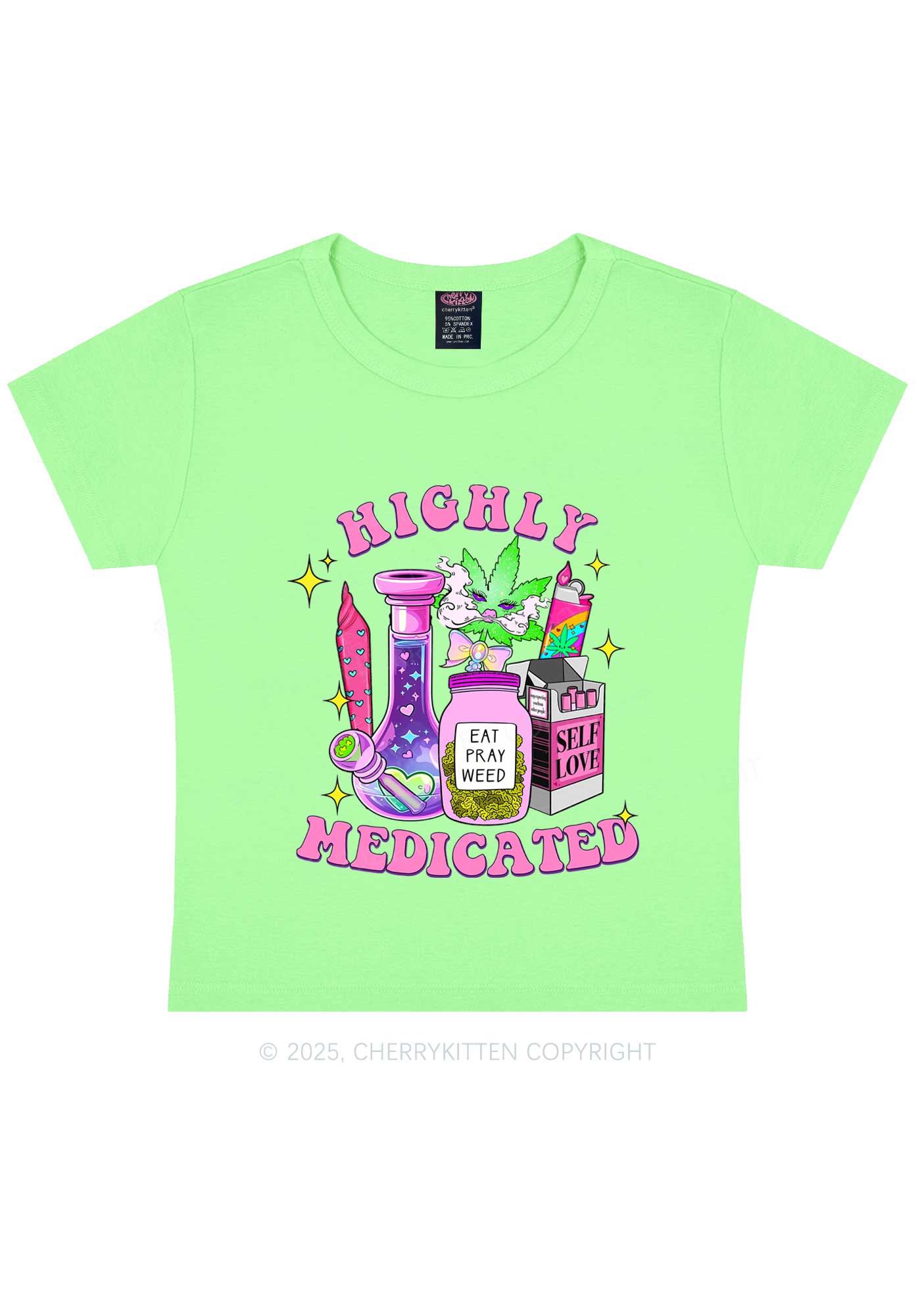 Highly Medicated Y2K Baby Tee Cherrykitten