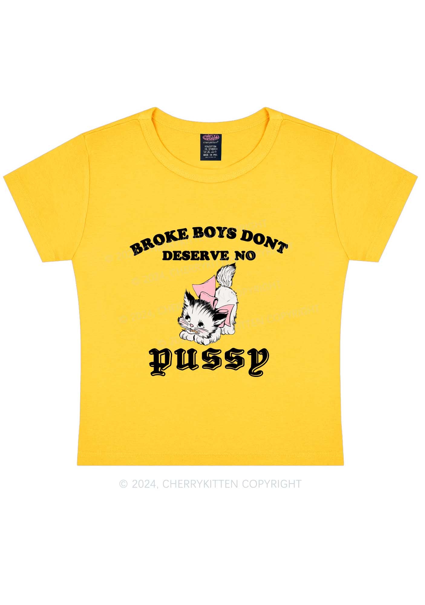 Broke Boys Pxssy Y2K Baby Tee Cherrykitten