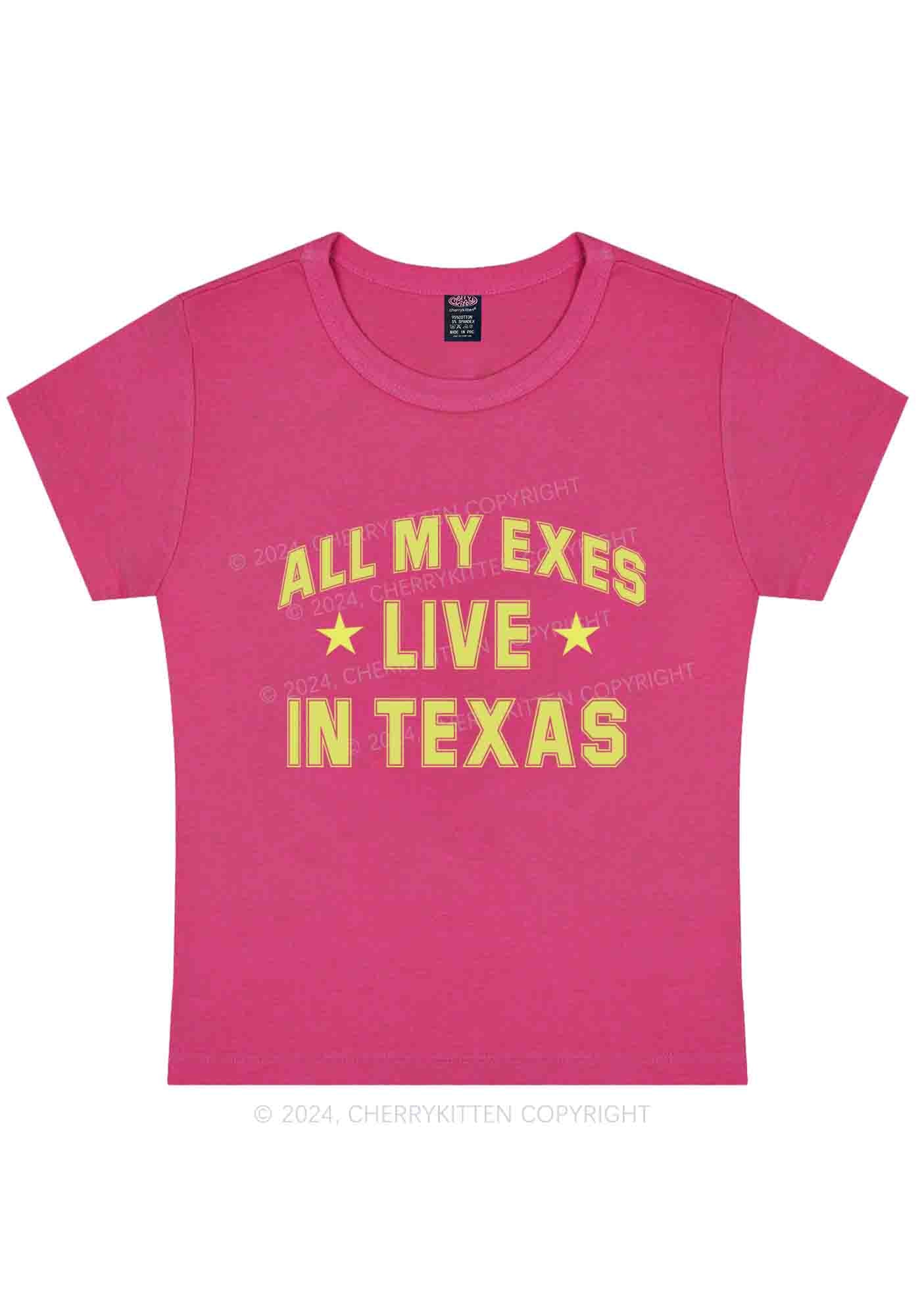 Curvy Custom My Exes Live In Texas Y2K Baby Tee Cherrykitten