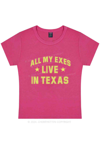 Custom My Exes Live In Texas Y2K Baby Tee Cherrykitten