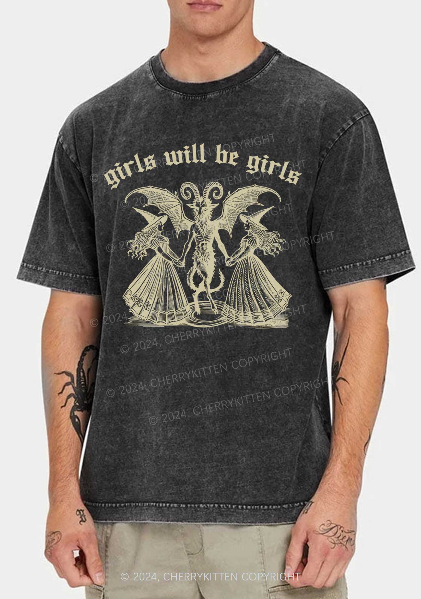 Halloween Girls Witch Y2K Washed Tee Cherrykitten