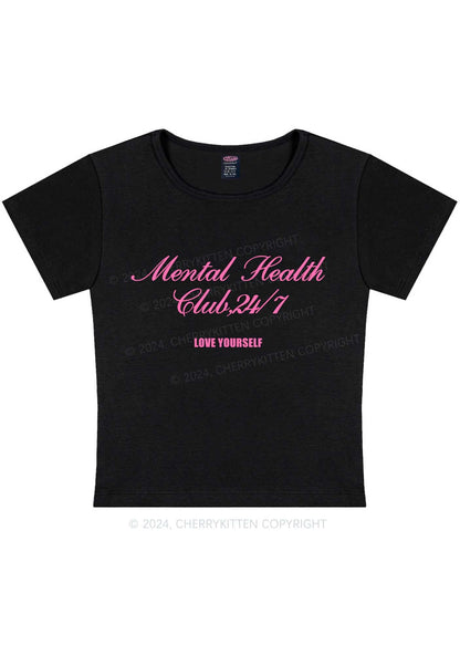 Curvy Mental Health Club Y2K Baby Tee Cherrykitten