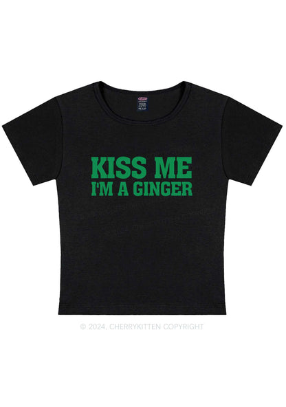 Kiss Me Im Ginger St Patricks Y2K Baby Tee Cherrykitten