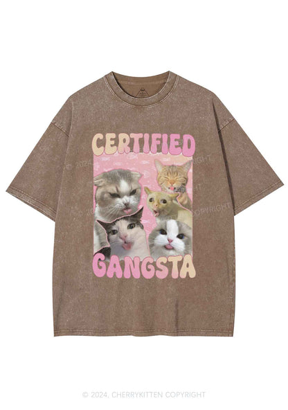 Certified Gangsta Cats Y2K Washed Tee Cherrykitten