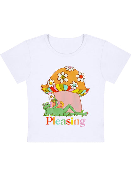 Curvy Pleasing Flowers Mushroom Frog Baby Tee