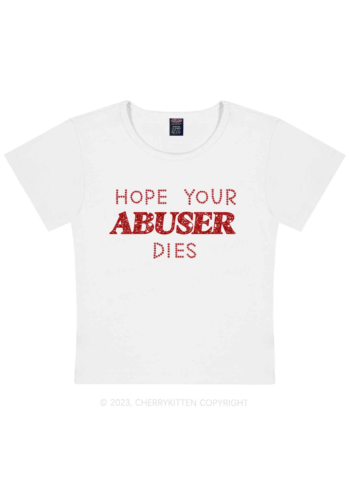 Curvy Hope Your Abuser Dies Y2K Baby Tee Cherrykitten