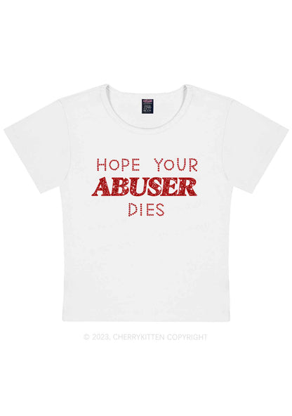 Curvy Hope Your Abuser Dies Y2K Baby Tee Cherrykitten