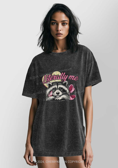 Literally Me Raccoon Y2K Washed Tee Cherrykitten