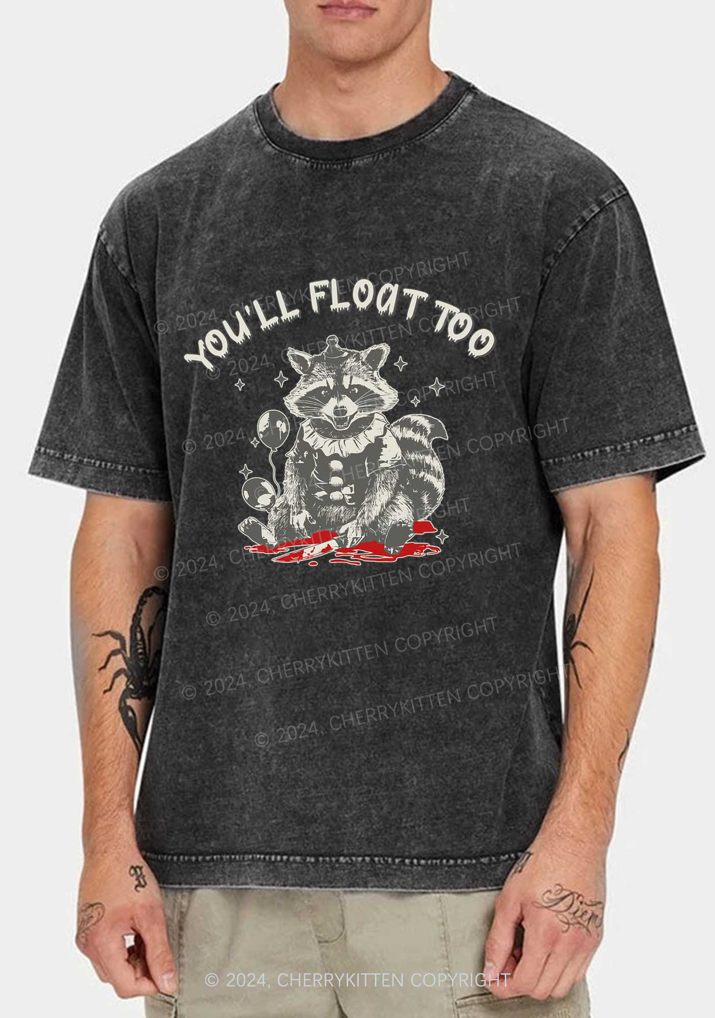 Halloween You'll Float Too Y2K Washed Tee Cherrykitten