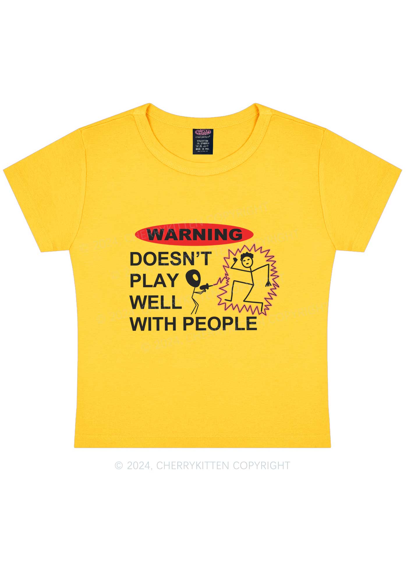 Play Warning Y2K Baby Tee Cherrykitten