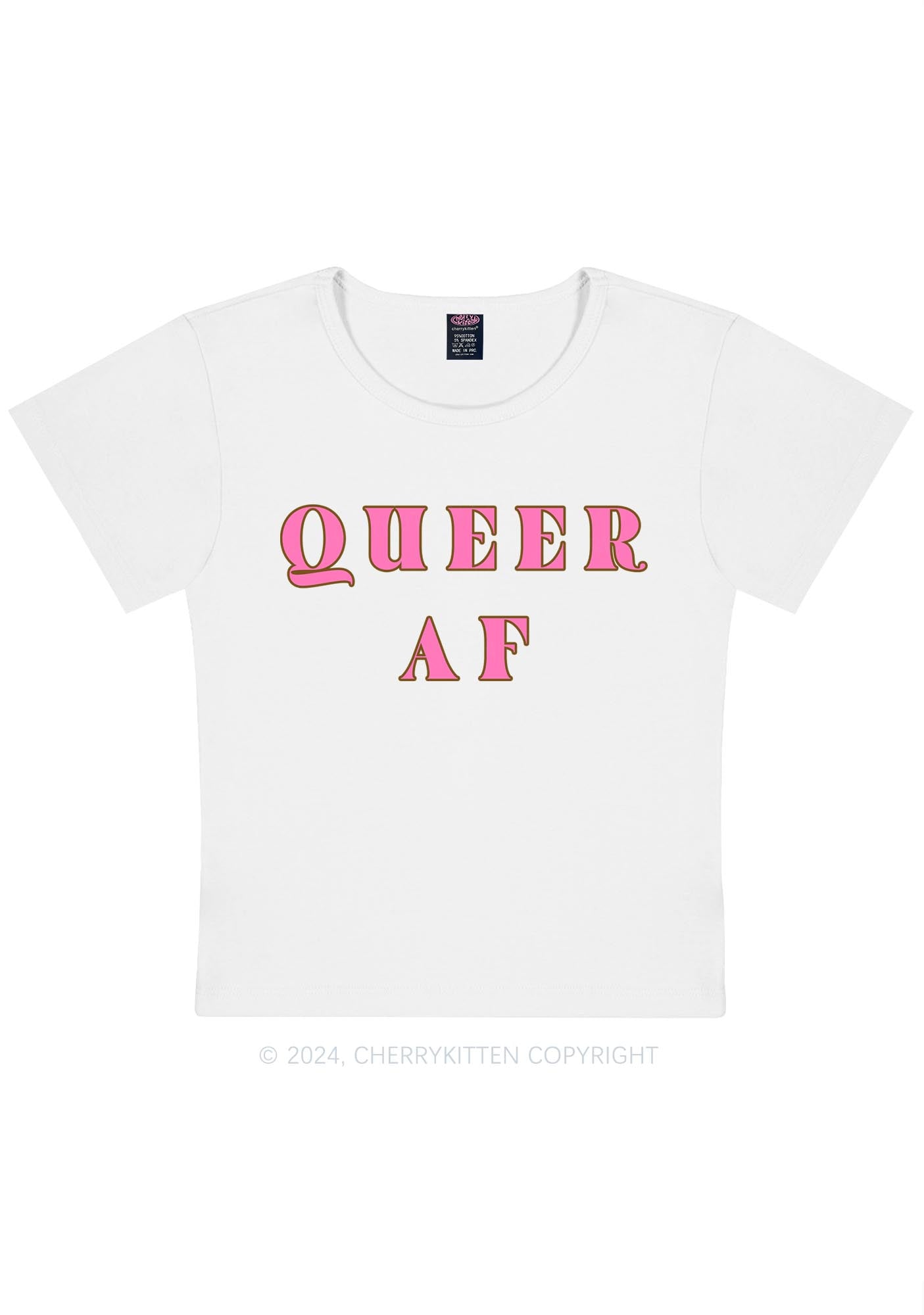 Curvy Queer AF Y2K Baby Tee Cherrykitten