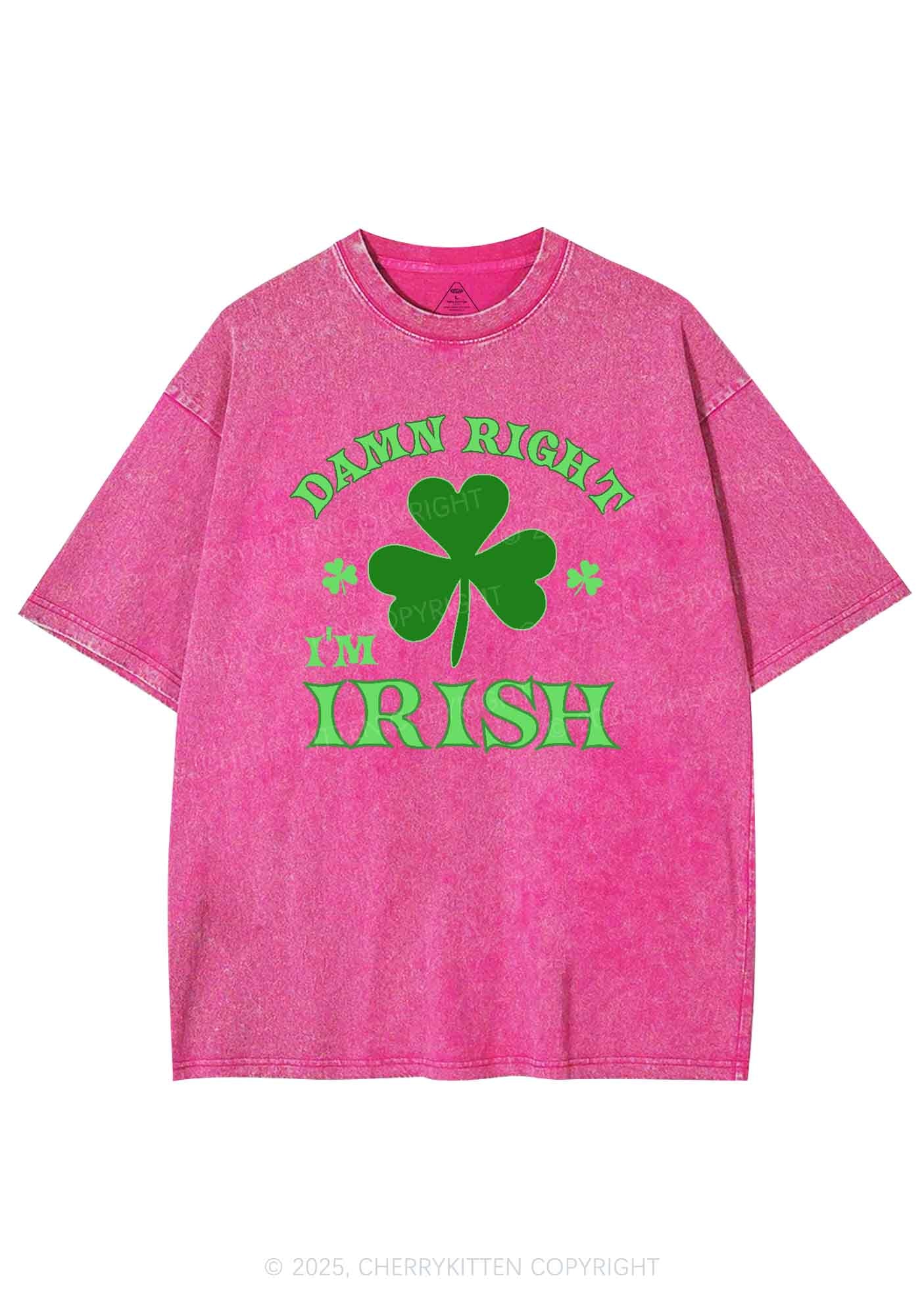 Damn Right Im Irish St Patricks Y2K Washed Tee Cherrykitten