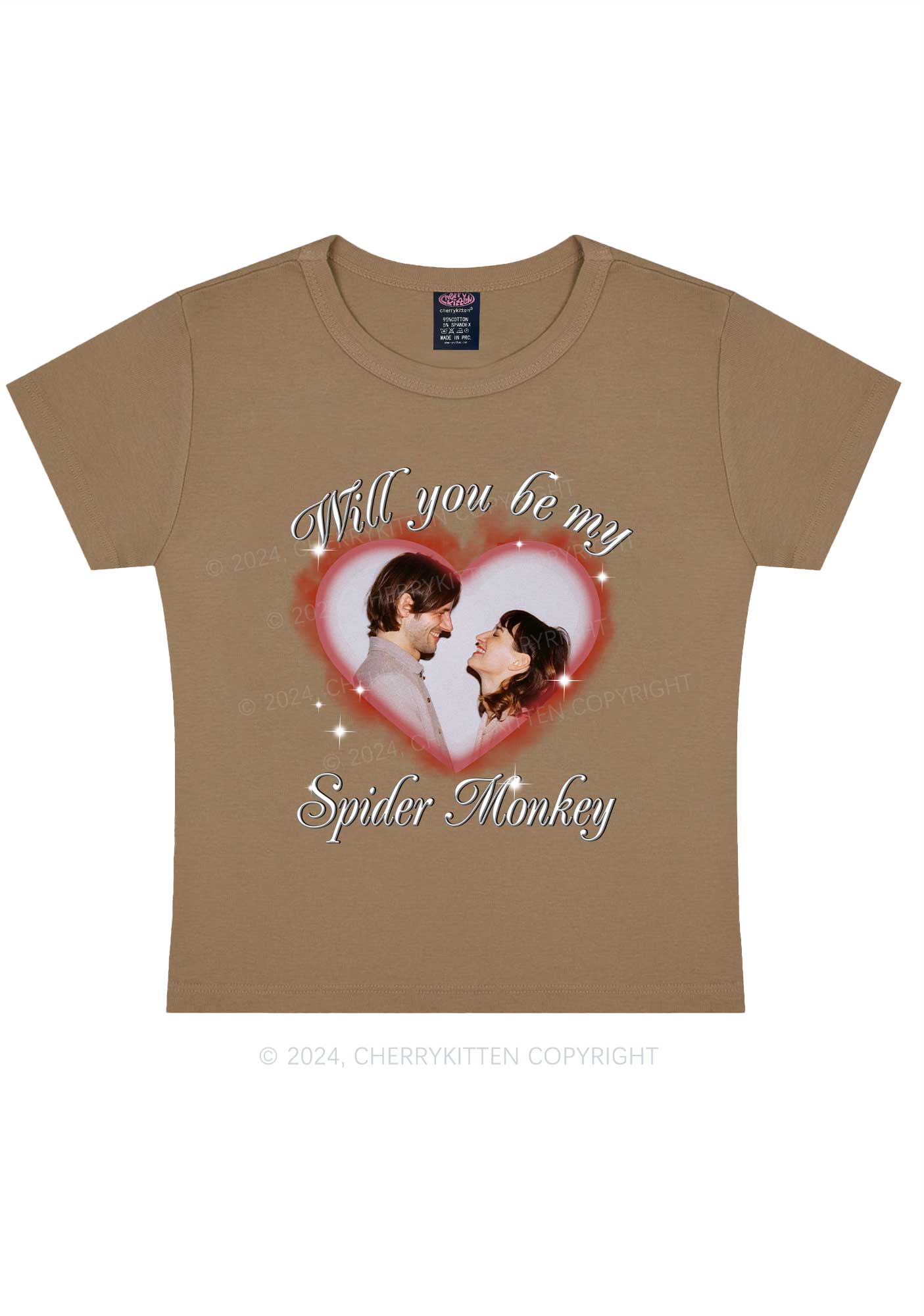 Spider Monkey Custom Photo Y2K Valentine's Day Baby Tee Cherrykitten