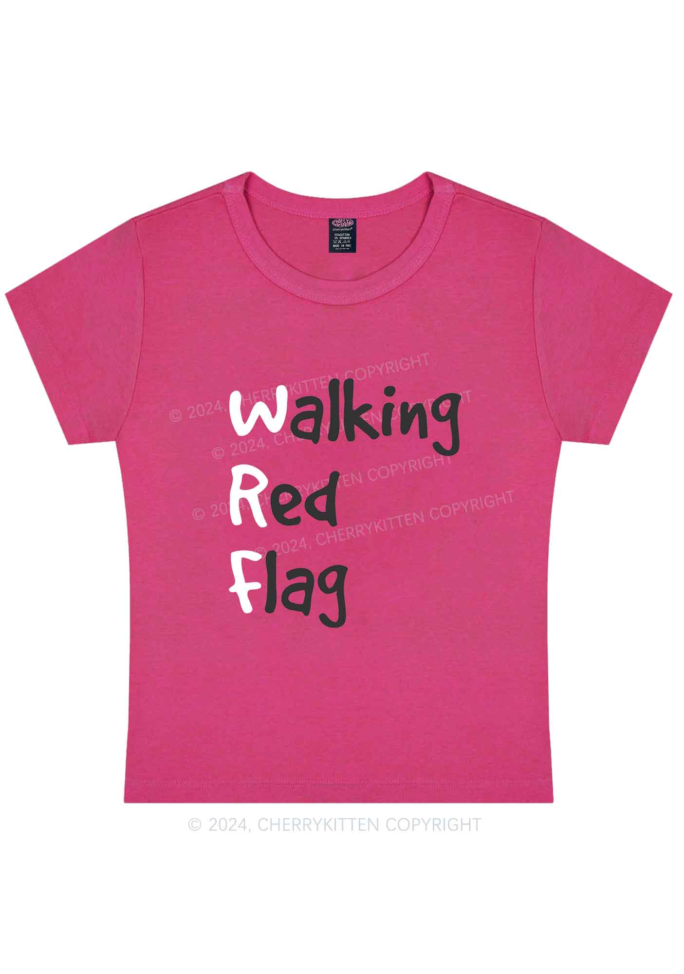 Curvy Walking Red Flag Y2K Baby Tee Cherrykitten