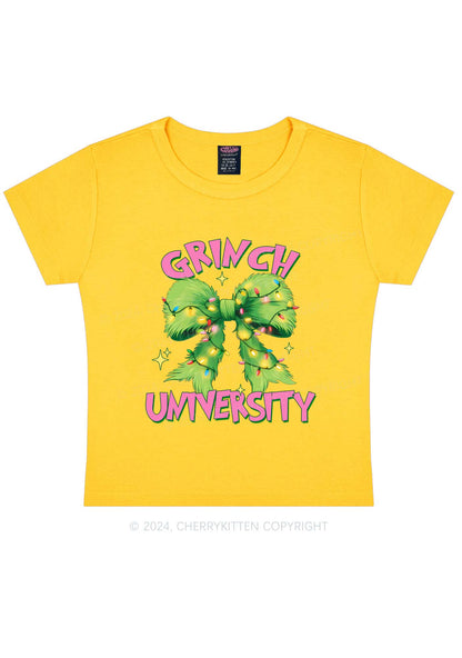 Christmas Green University Y2K Baby Tee Cherrykitten