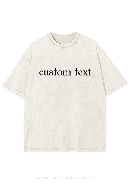 Custom Text Y2K Washed Tee Cherrykitten