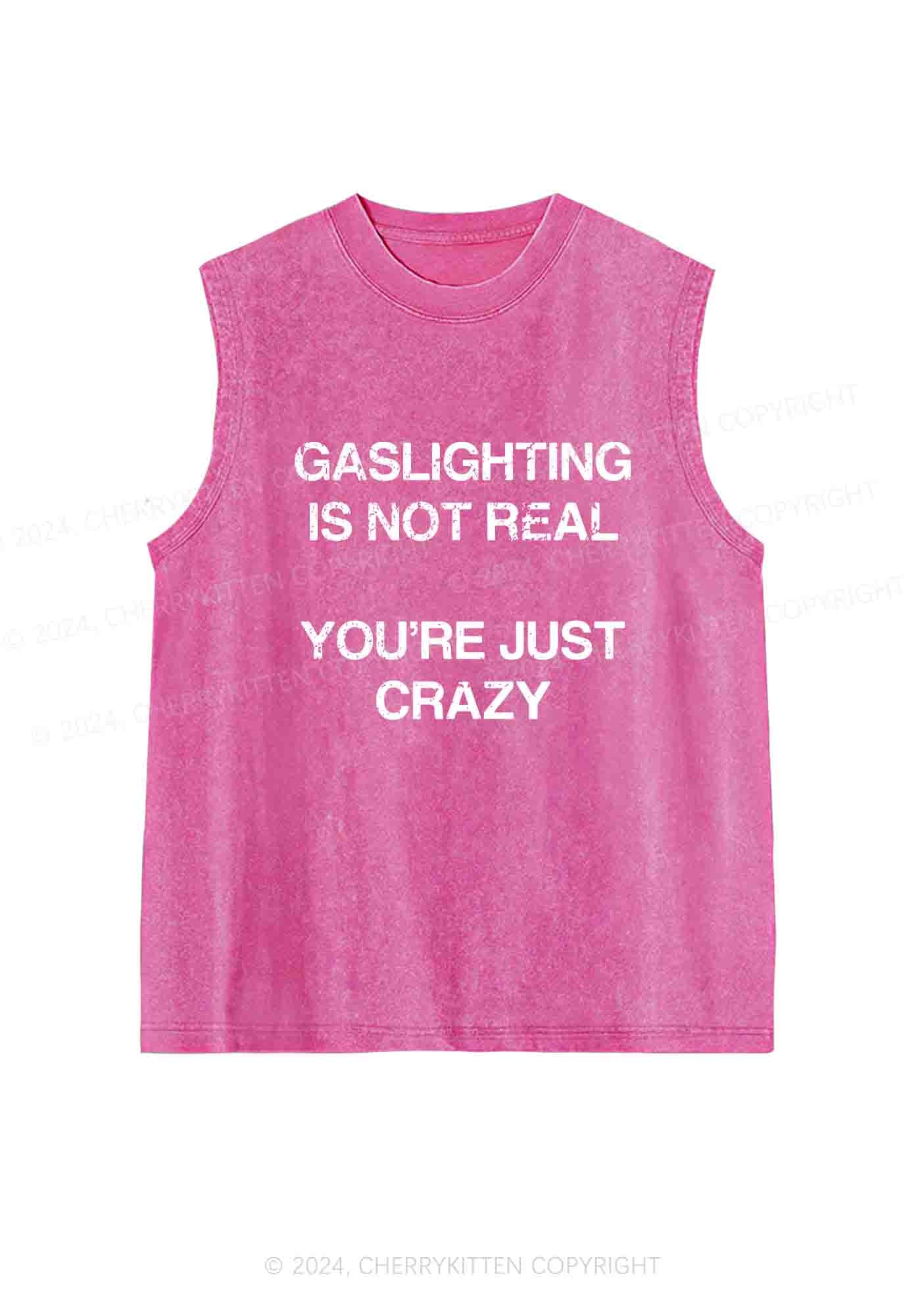 Gaslighting Not Real Y2K Washed Tank Cherrykitten