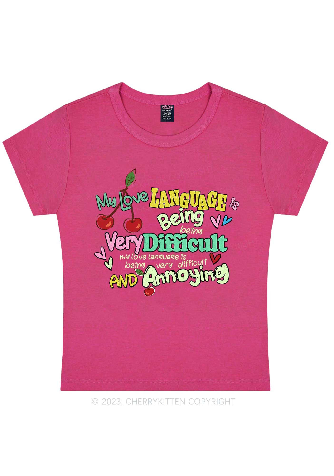 Curvy Difficult And Annoying Language Y2K Baby Tee Cherrykitten