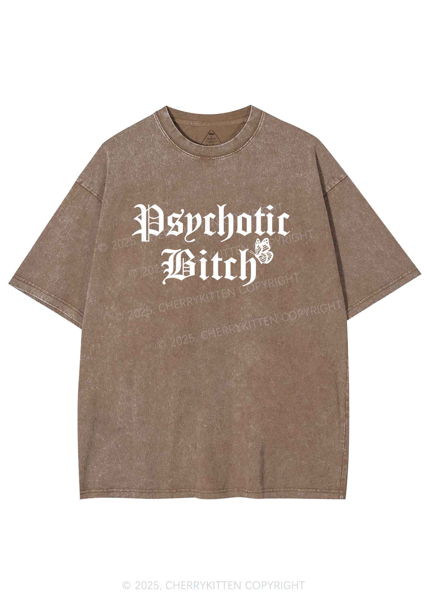 Psychotic Bxxch Y2K Washed Tee Cherrykitten