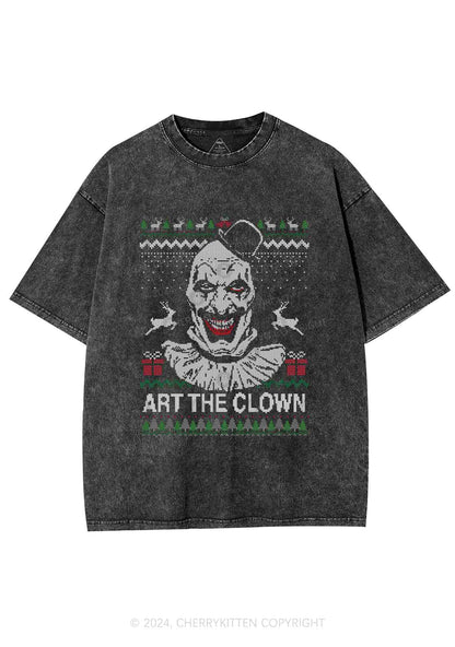 Christmas Art The Clown Y2K Washed Tee Cherrykitten