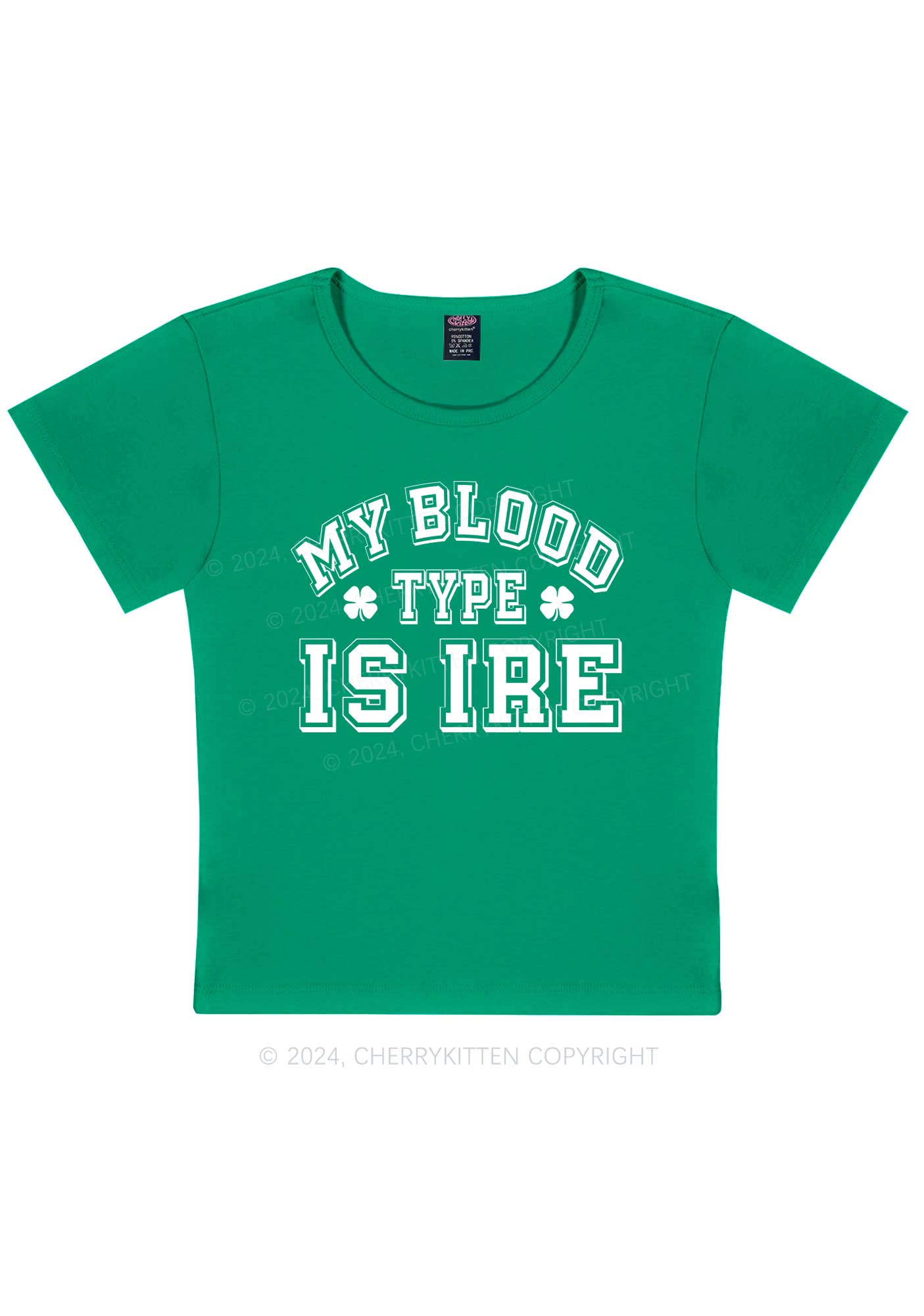 Blood Type Is Ire St Patricks Y2K Baby Tee Cherrykitten