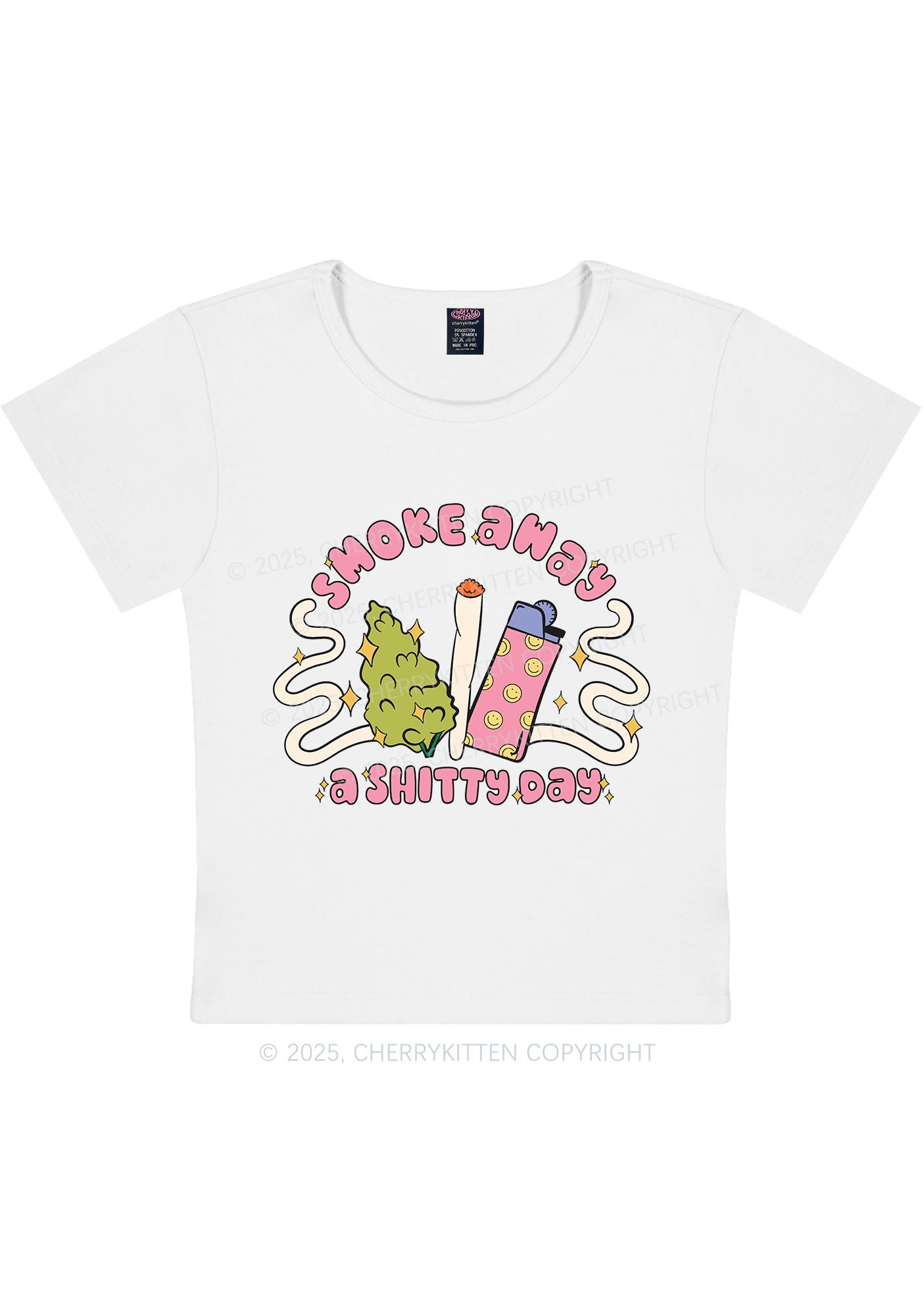 Smoke Away A Shixxy Day Y2K Baby Tee Cherrykitten