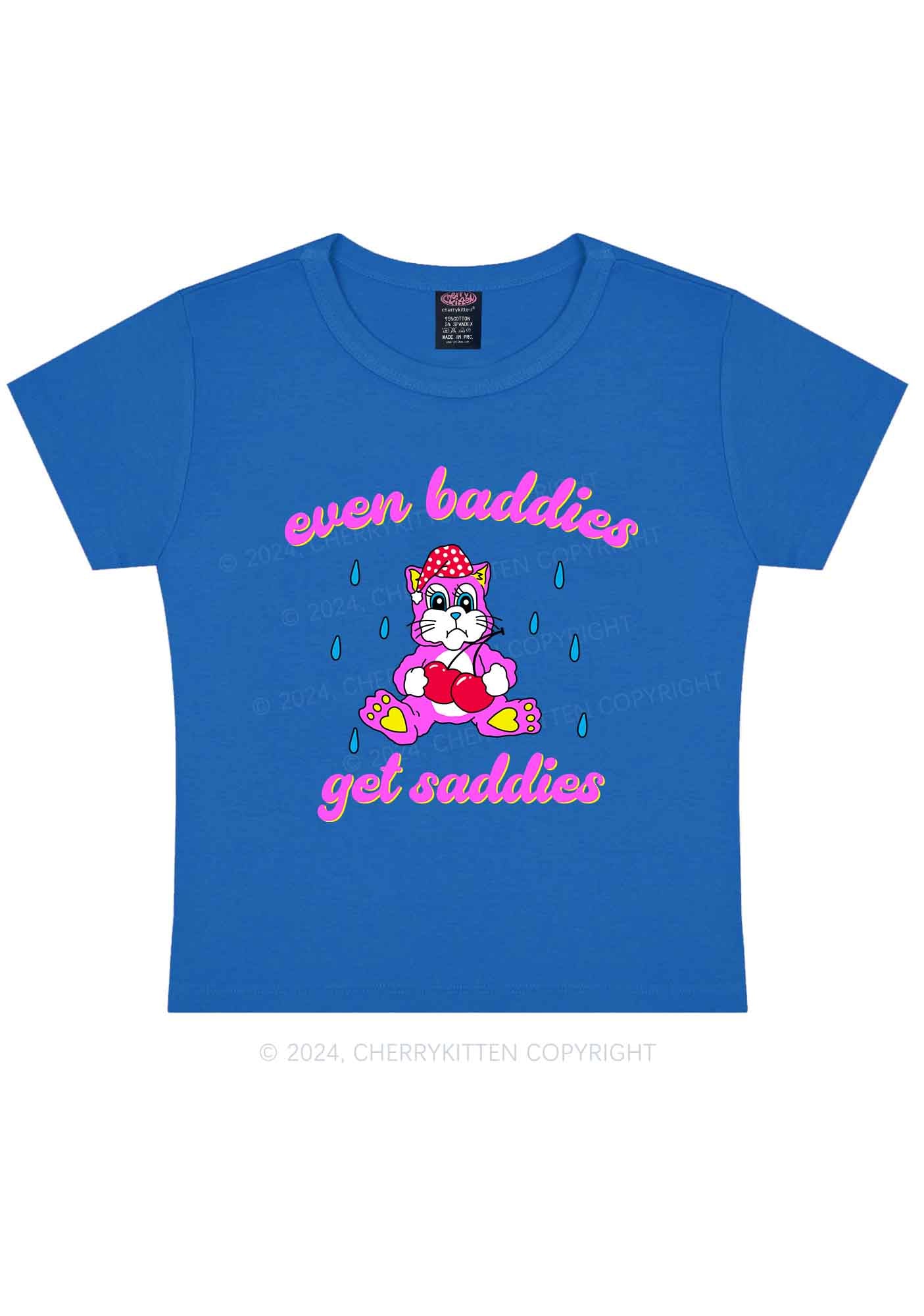 Baddies Got Saddies Cat Y2K Baby Tee Cherrykitten