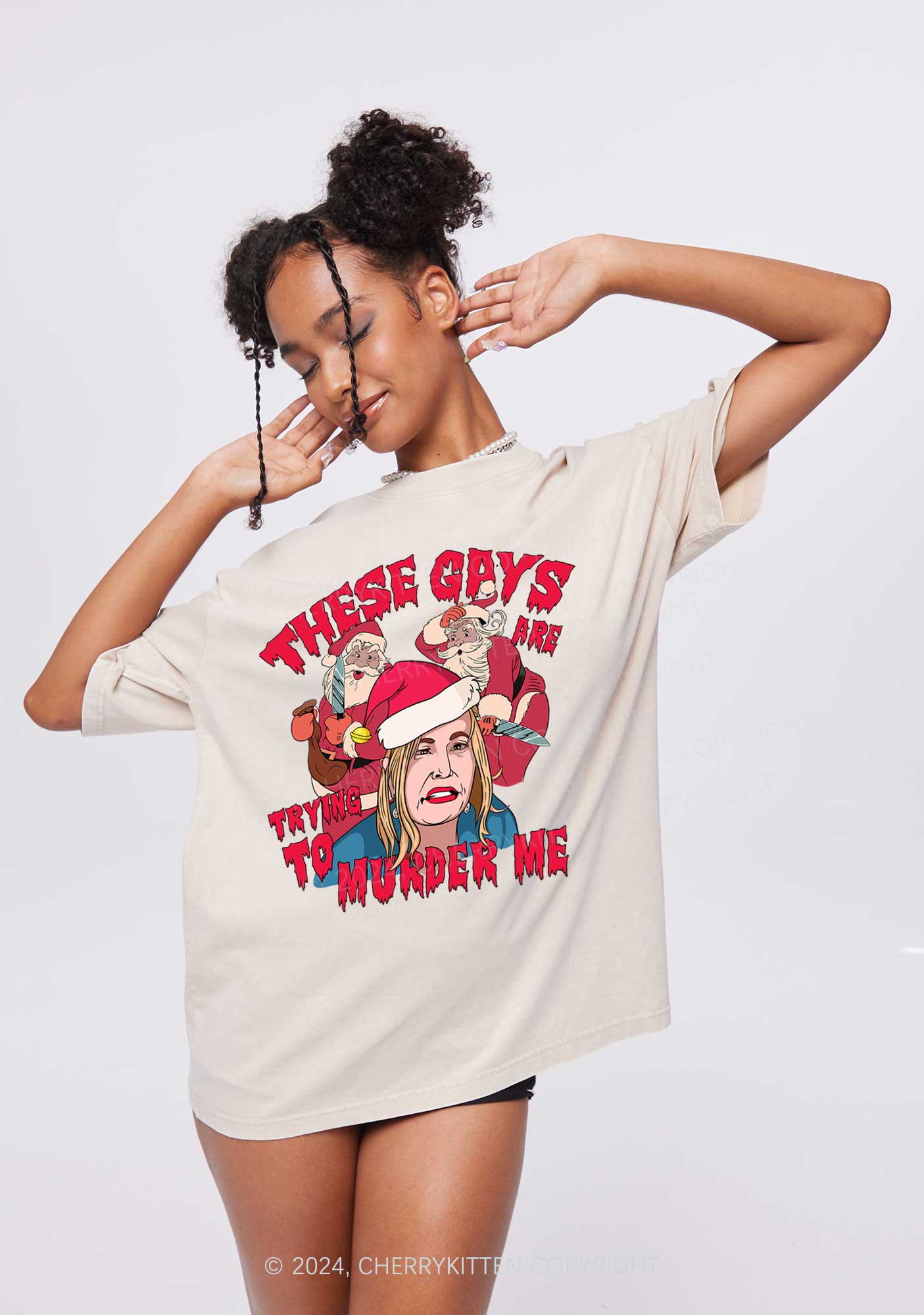 Christmas Gays Murder Me Y2K Washed Tee Cherrykitten