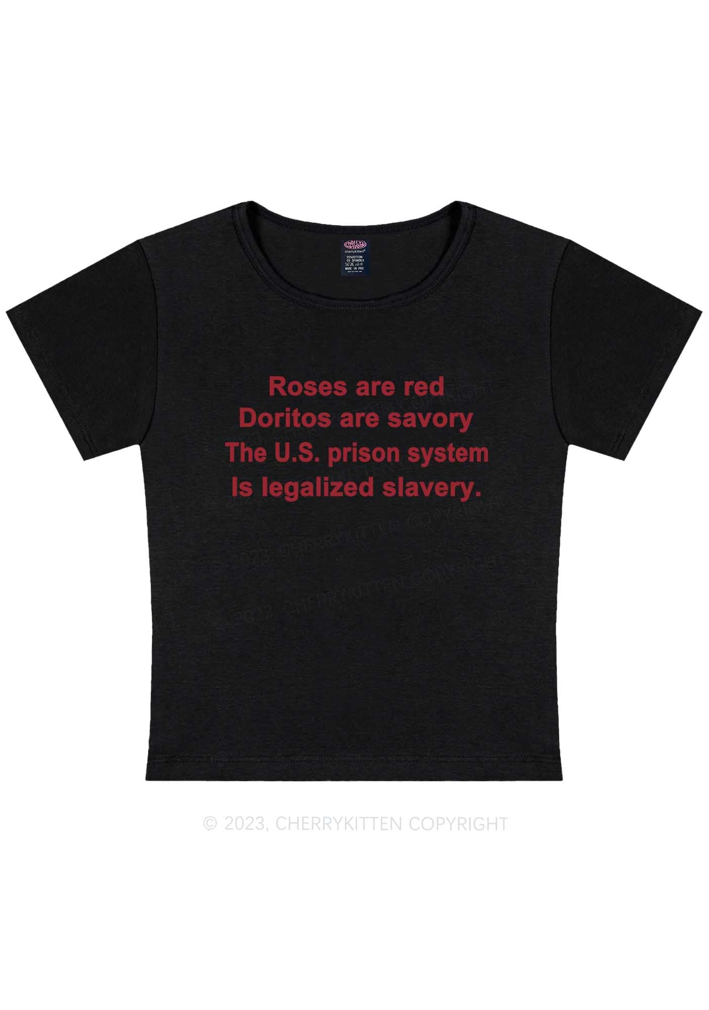 Curvy Legalized Slavery Y2K Baby Tee Cherrykitten