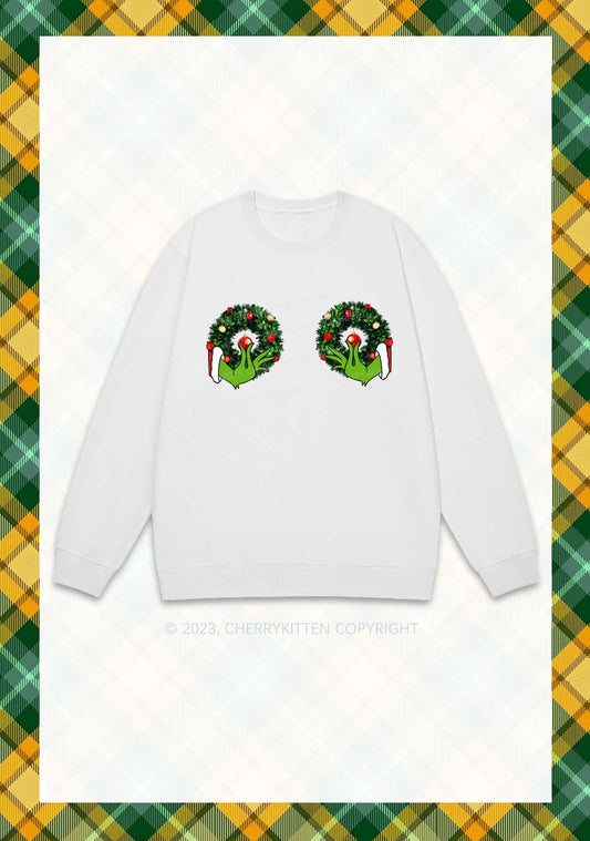 Christmas Wreath Y2K Sweatshirt Cherrykitten