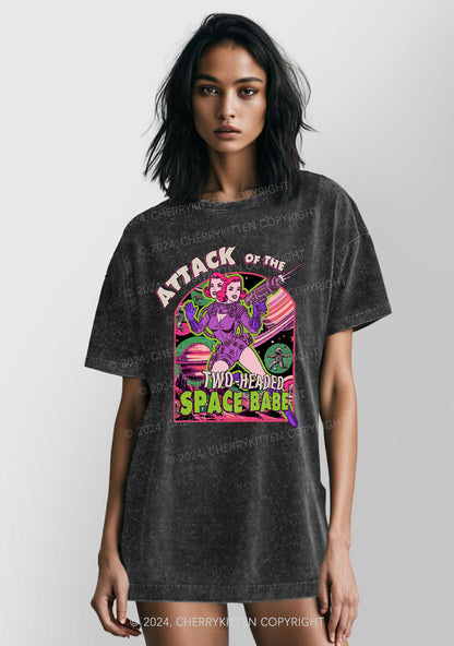 Attack Space Babe Halloween Y2K Washed Tee Cherrykitten