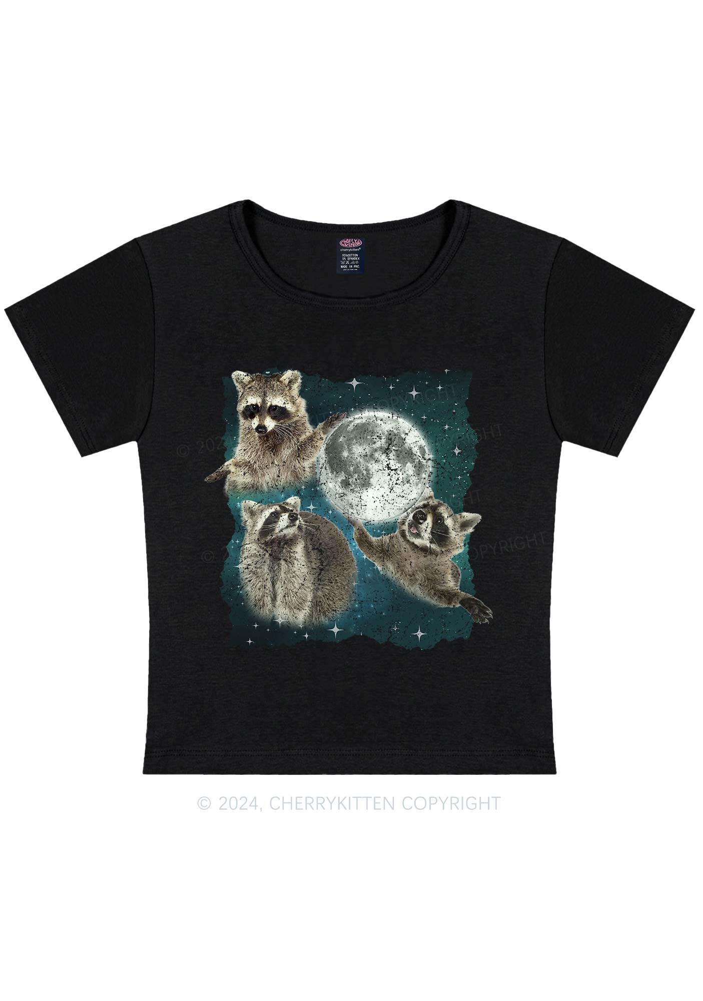 Raccoon Moon Y2K Baby Tee Cherrykitten