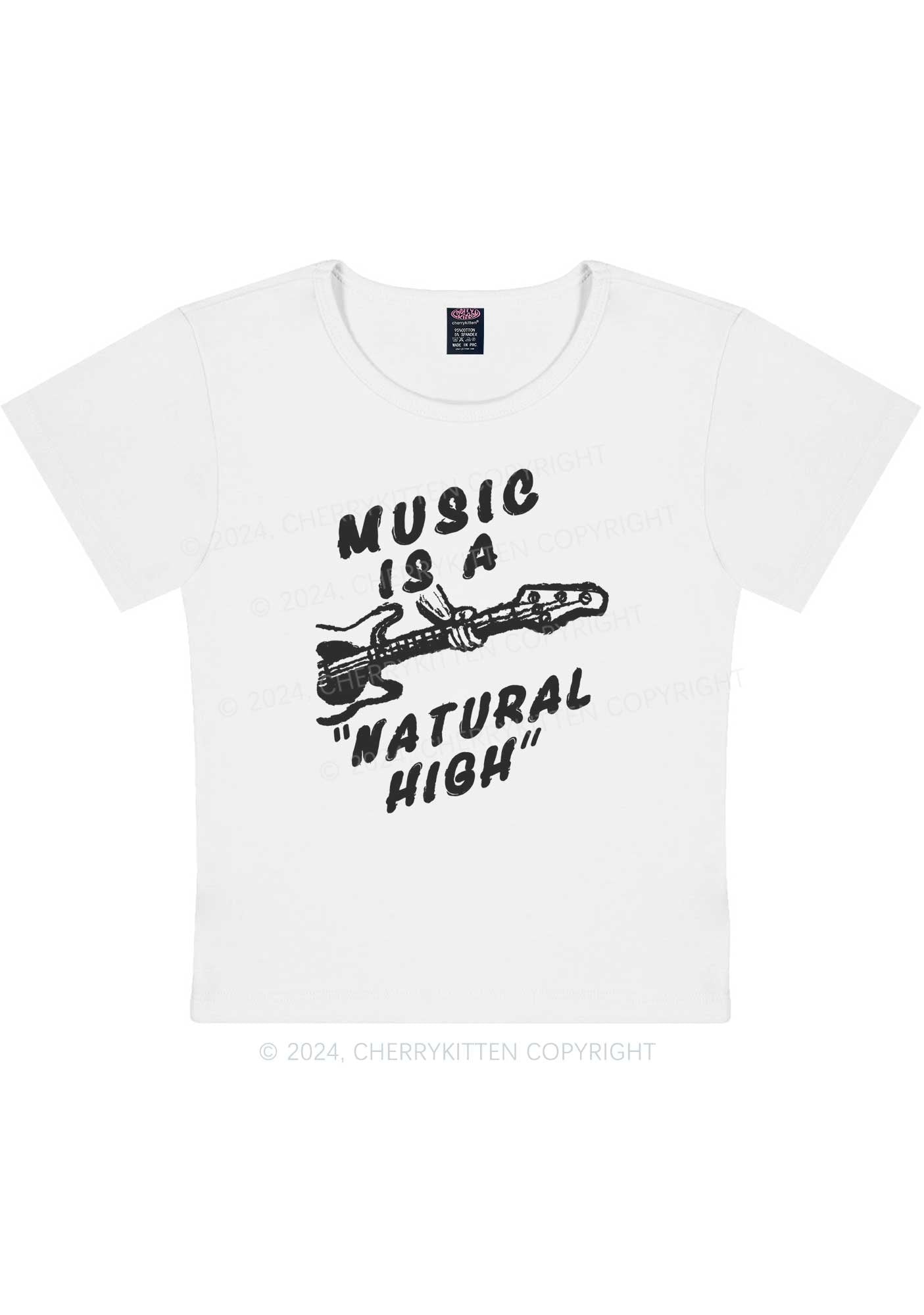 Curvy Music Is A Natural High Y2K Baby Tee Cherrykitten