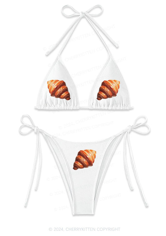 Croissants Y2K Halter Triangle Bikini Set Cherrykitten