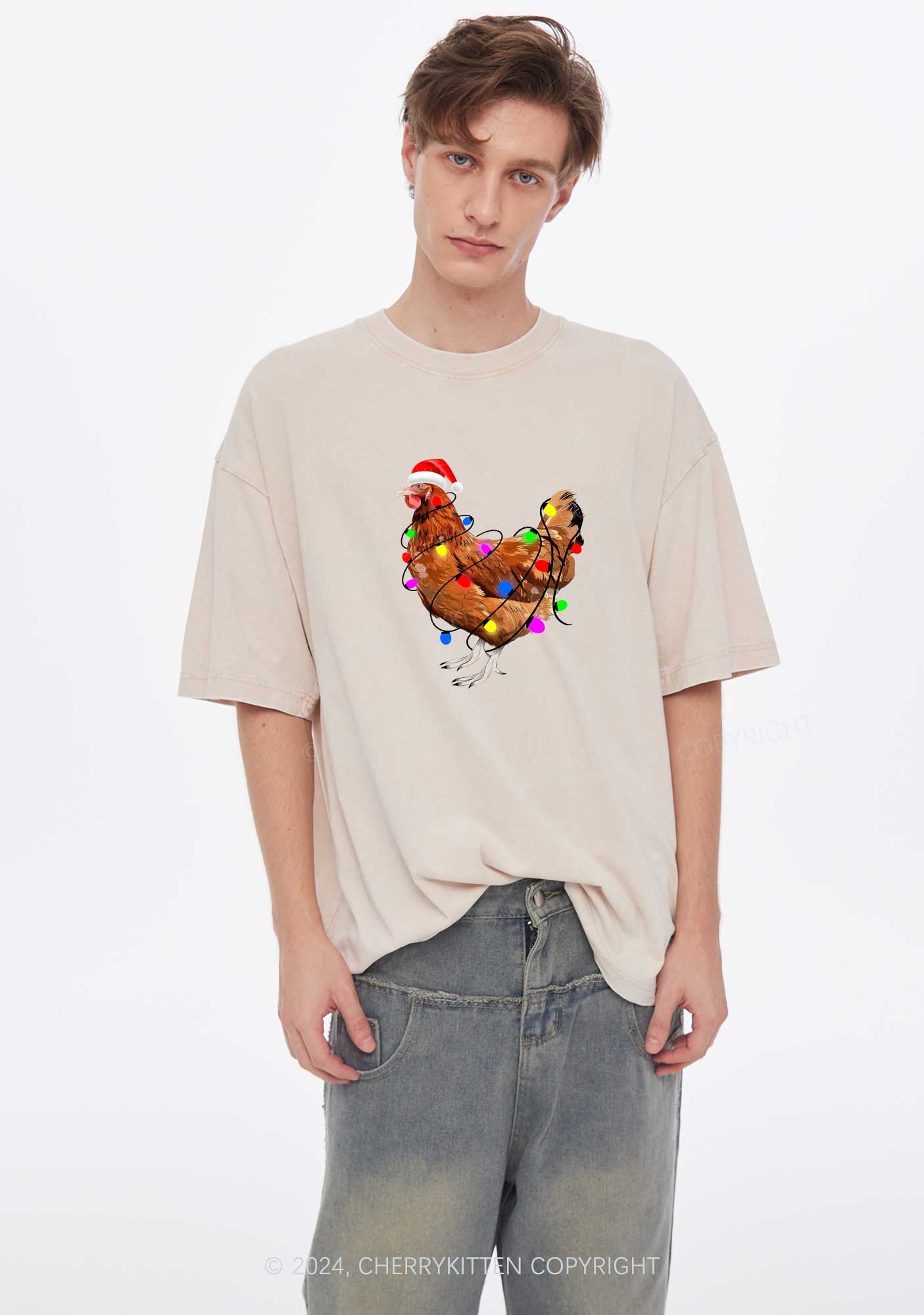 Christmas Hen Y2K Washed Tee Cherrykitten